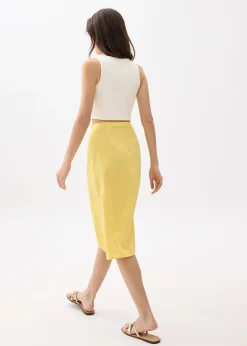 Upcycled High Waist Pencil Midi Skirt