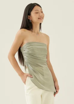 Valrie Asymmetric Ruched Tube Top