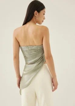 Valrie Asymmetric Ruched Tube Top