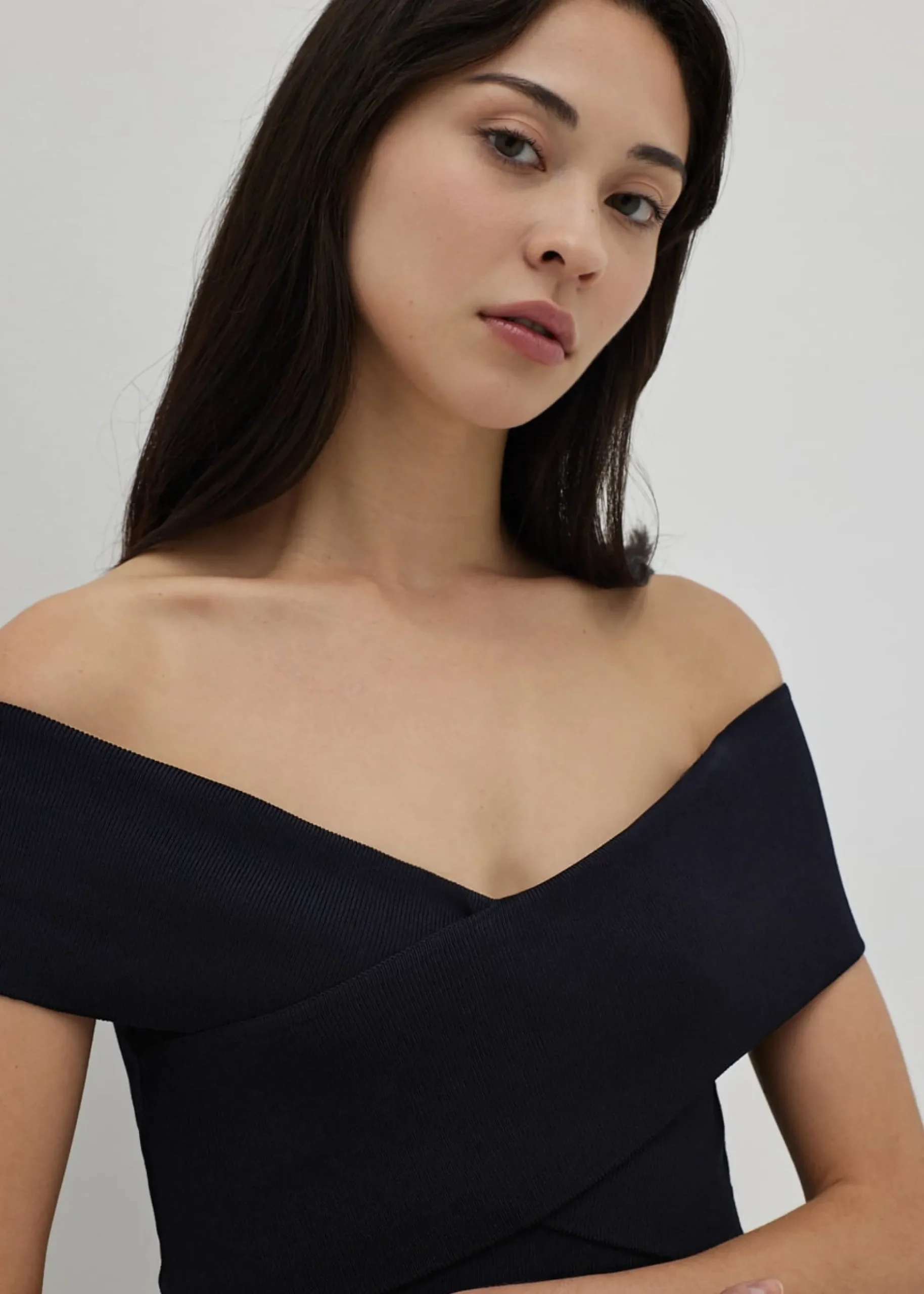 Vanna Off Shoulder Knit Midi Dress