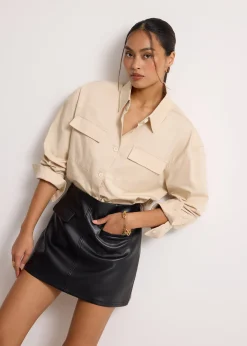 Vegan Leather A-Line Mini Skirt