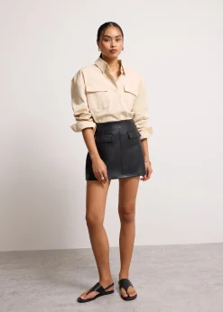Vegan Leather A-Line Mini Skirt