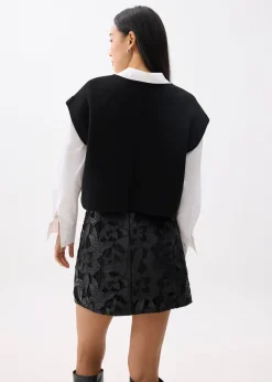 Vegan Leather Lace A-line Mini Skirt