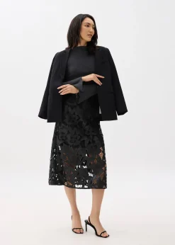 Vegan Leather Lace A-line Midaxi Skirt