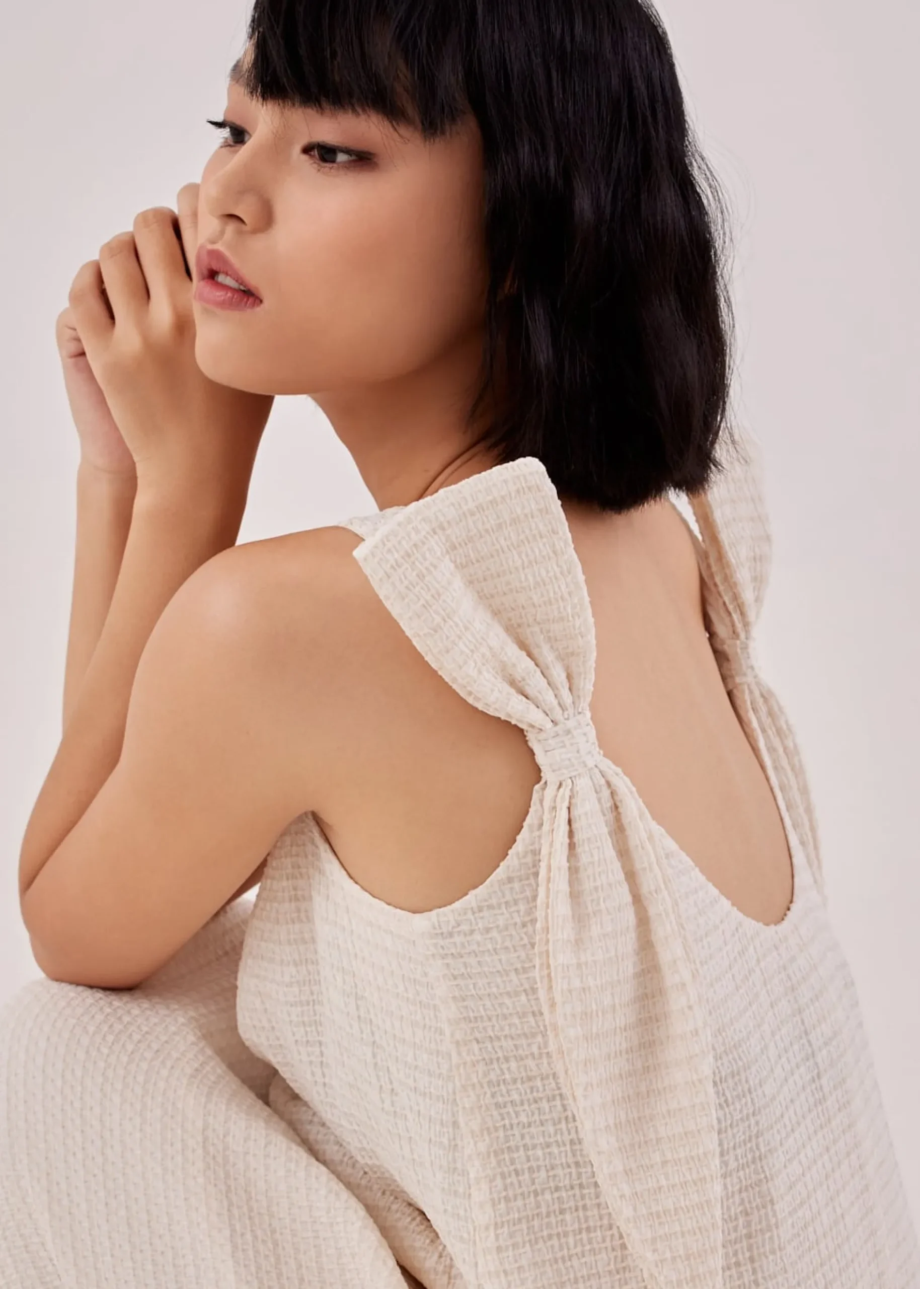 Velnice Textured Ribbon Tie Dress