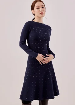 Venni Dotted Fit & Flare Dress