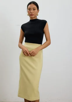 Vera Elastic Reversible Panelled Midi Skirt