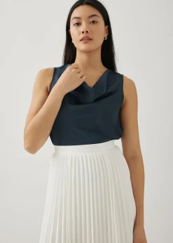 Verniece Satin Cowl Neck Shell Top