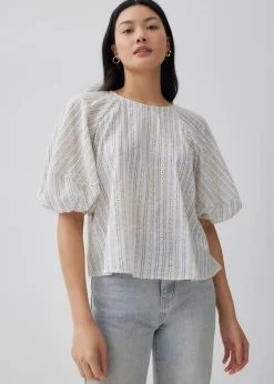 Via Linen Lantern Sleeve Shell Top