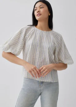 Via Linen Lantern Sleeve Shell Top