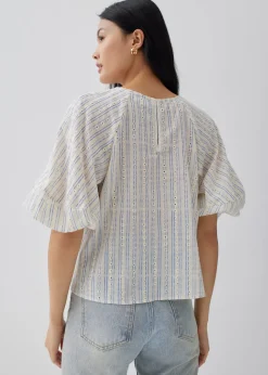 Via Linen Lantern Sleeve Shell Top