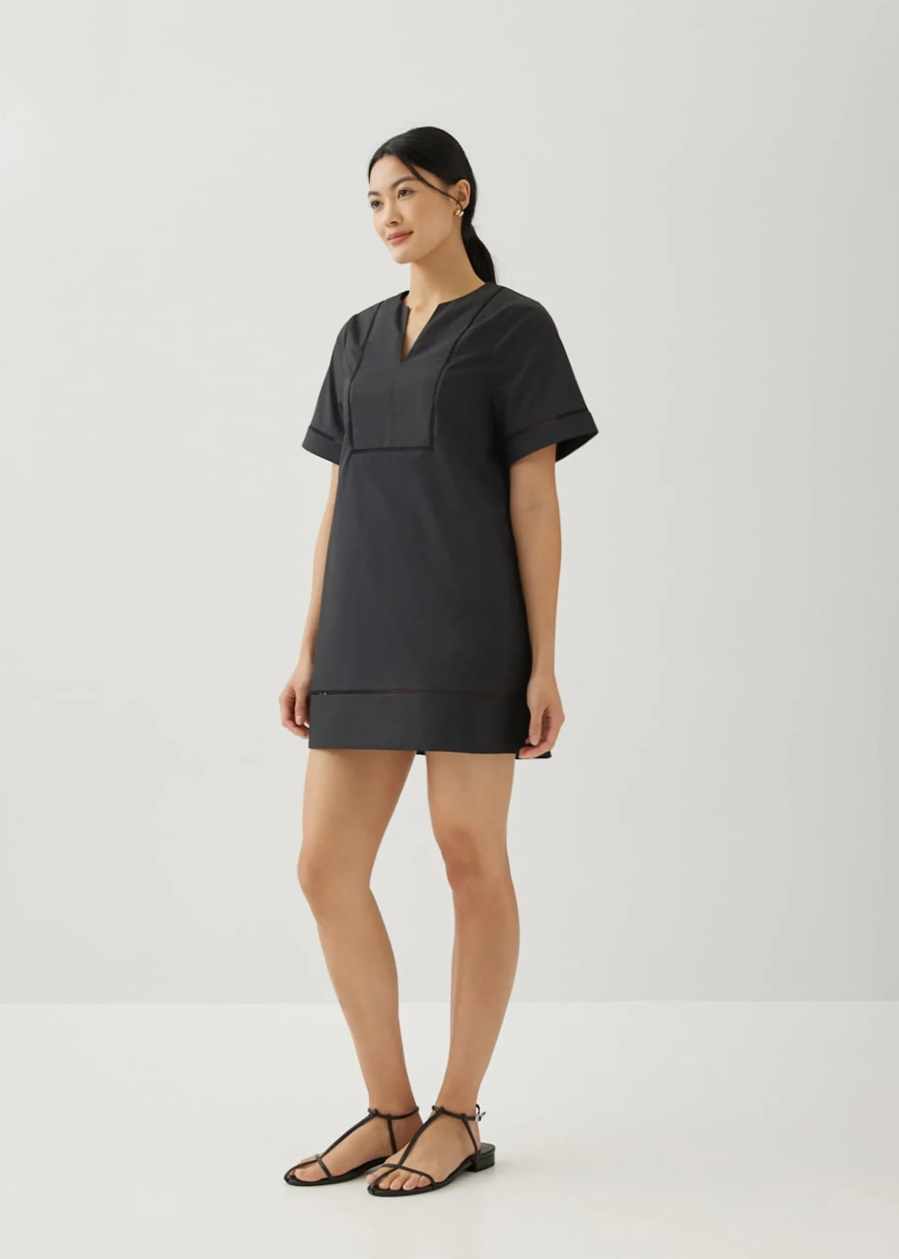 Vienne Cotton Ladder Trim Shift Dress