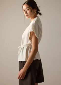 Vina Detachable Sash Melange Front Wrap Top