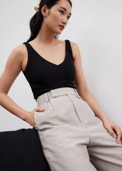 Viscose Tailored Straight Leg Pants