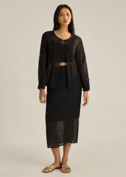 Viv Sheer Textured Column Skirt
