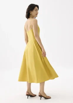 V-neck Drop Waist Fit & Flare Midaxi Dress