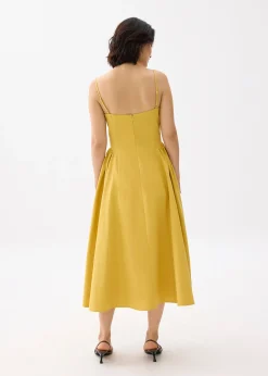 V-neck Drop Waist Fit & Flare Midaxi Dress