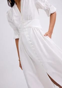 V-neck Puff Sleeve Fit & Flare Midaxi Dress in Garden City Blooms