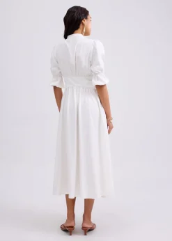 V-neck Puff Sleeve Fit & Flare Midaxi Dress in Garden City Blooms