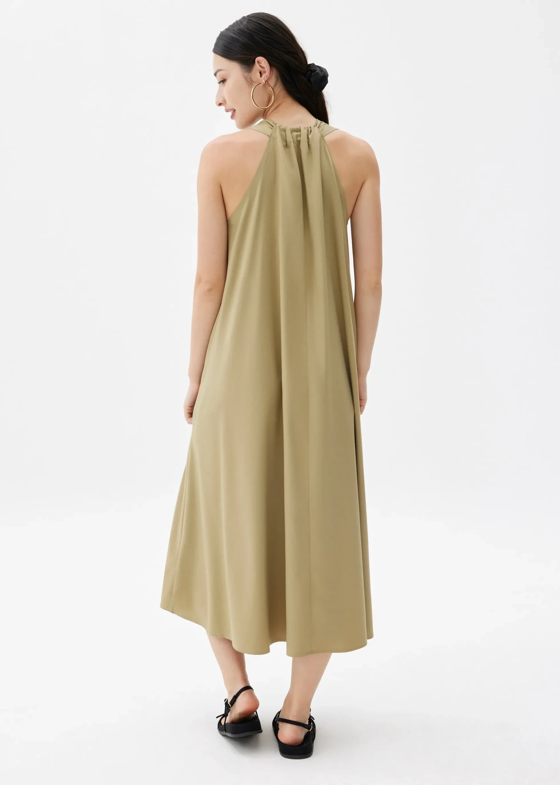 V-neck Trapeze Midaxi Dress