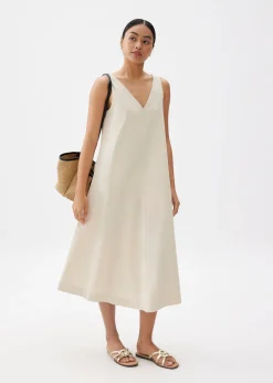 V-neck Trapeze Midi Dress