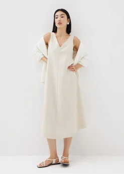 V-neck Trapeze Midi Dress