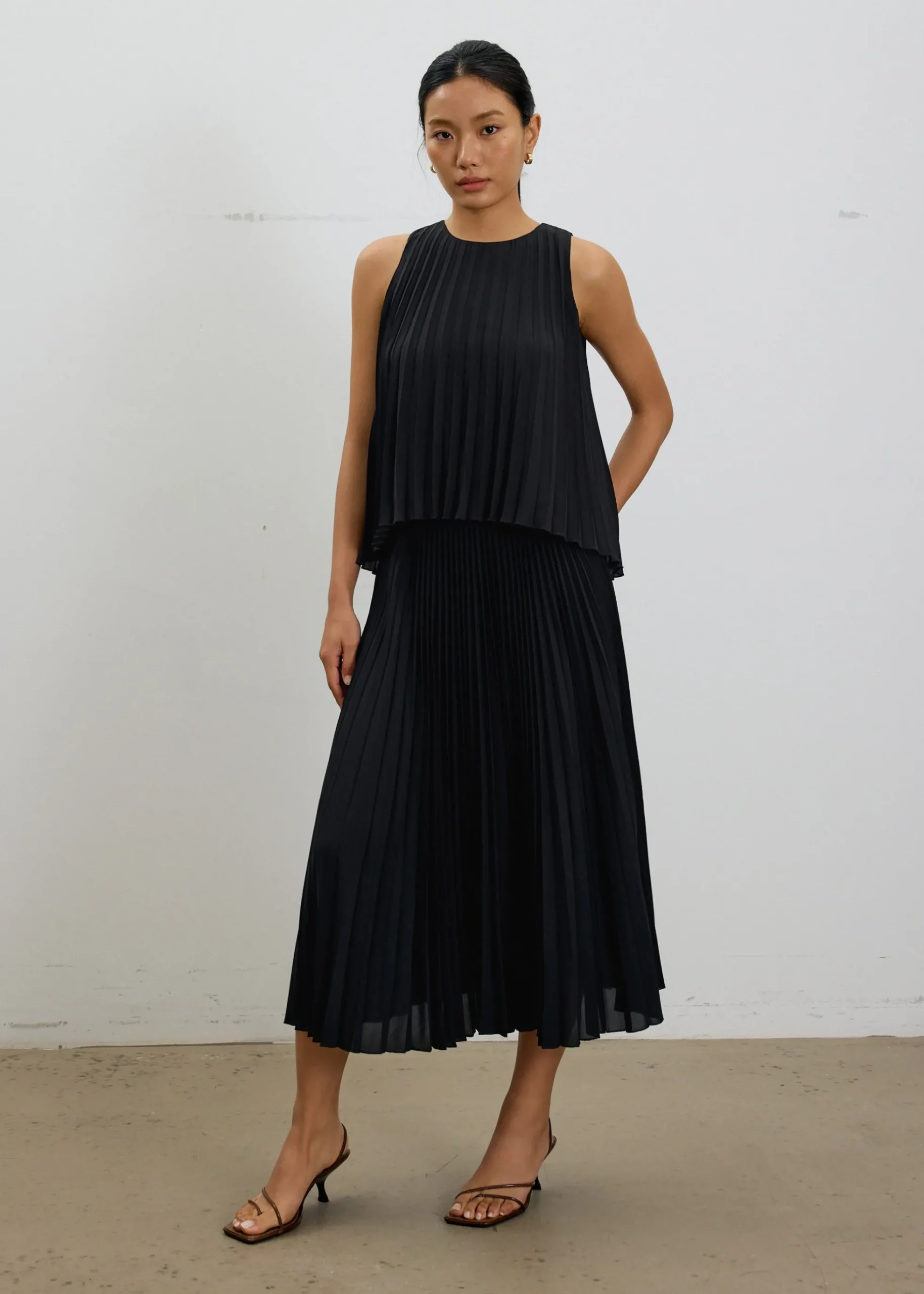 Wei Sunray Pleated Trapeze Shell Top