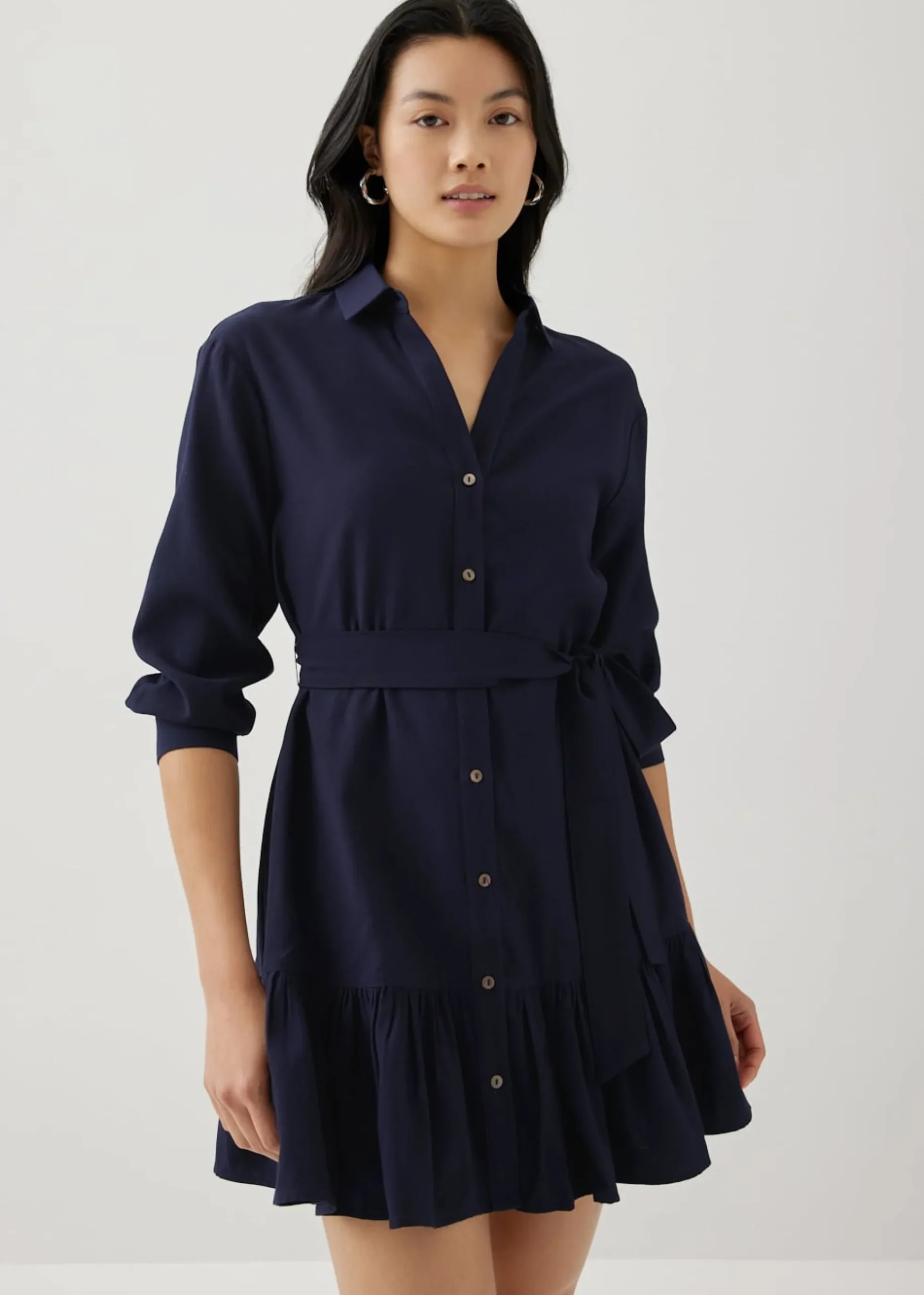 Wynn Rayon Belted Shirt Dress