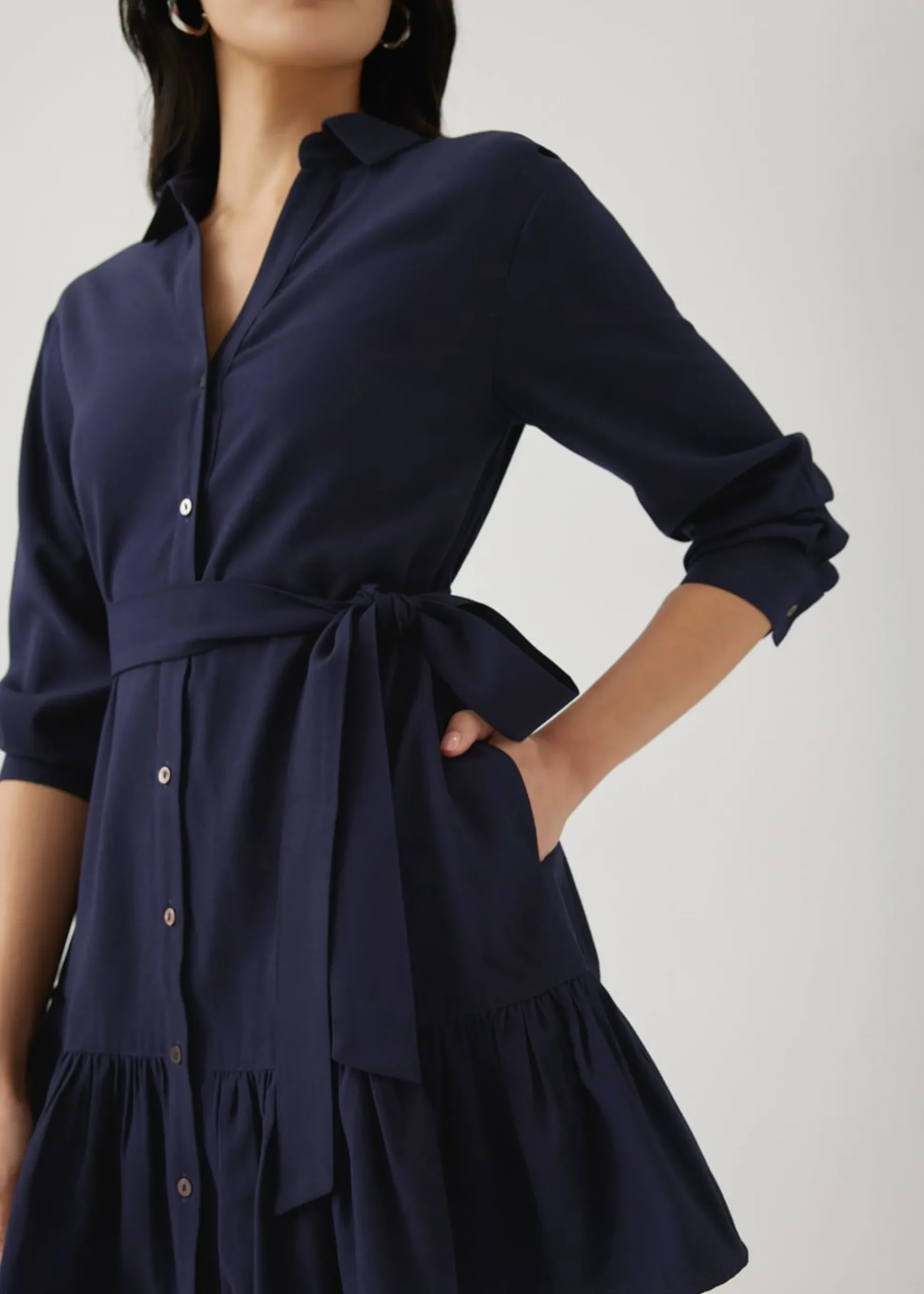 Wynn Rayon Belted Shirt Dress