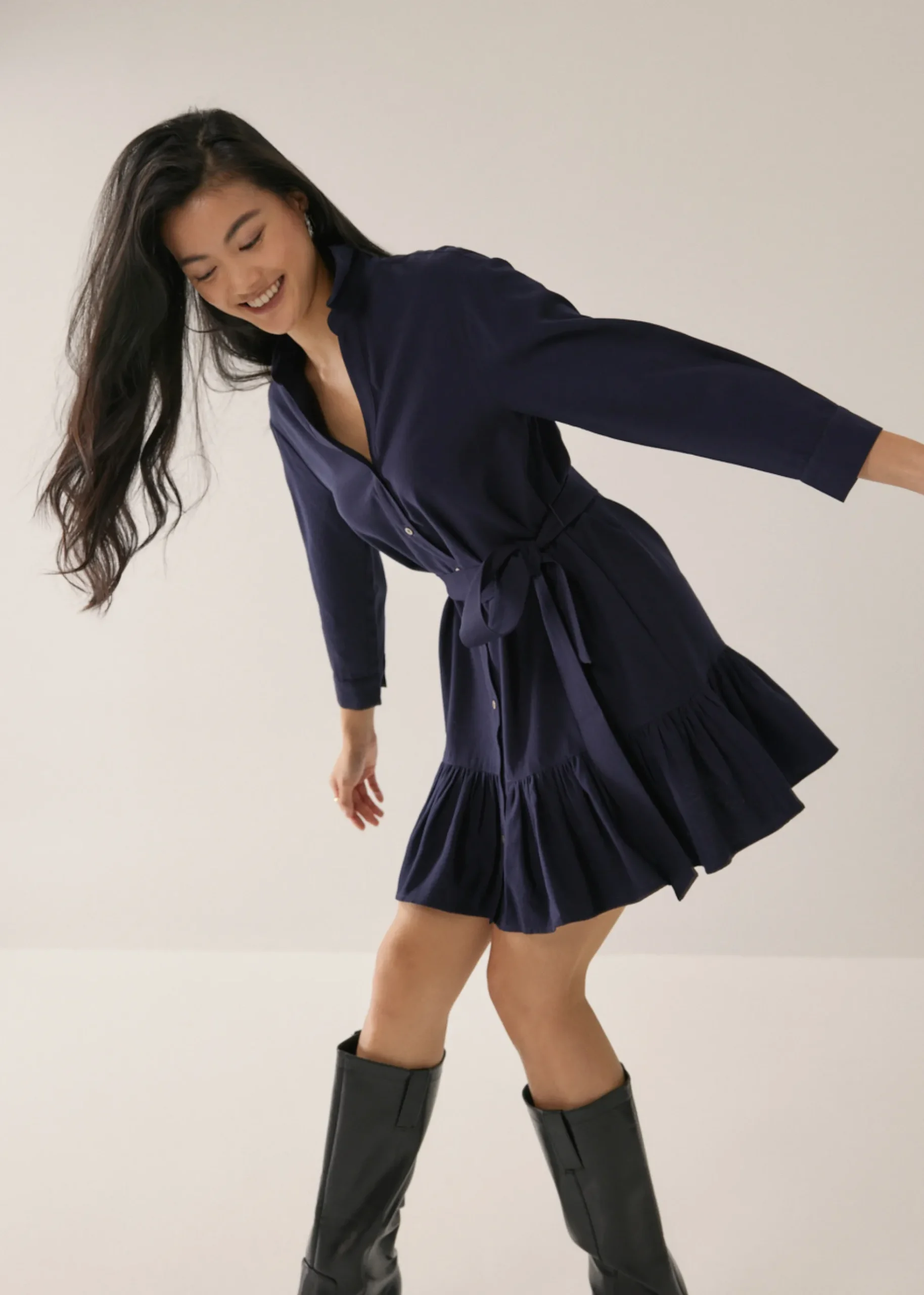 Wynn Rayon Belted Shirt Dress