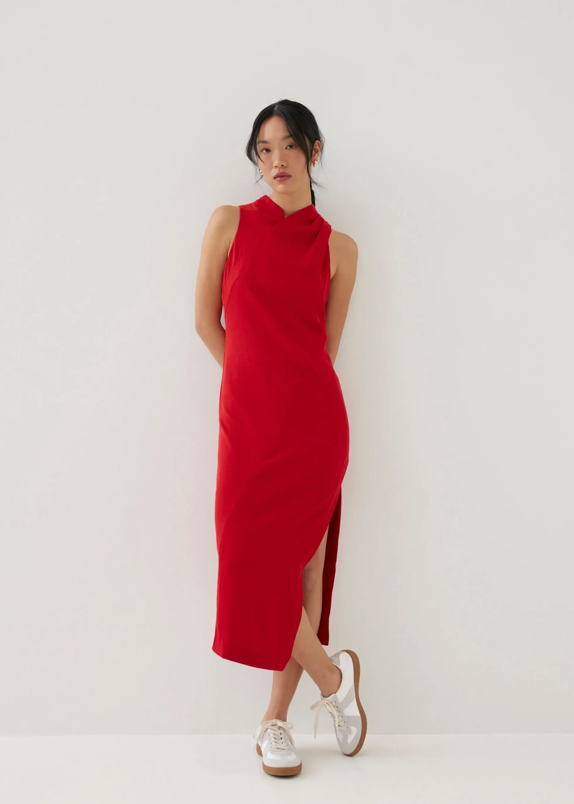 Yuri Asymmetric Drape Midaxi Dress