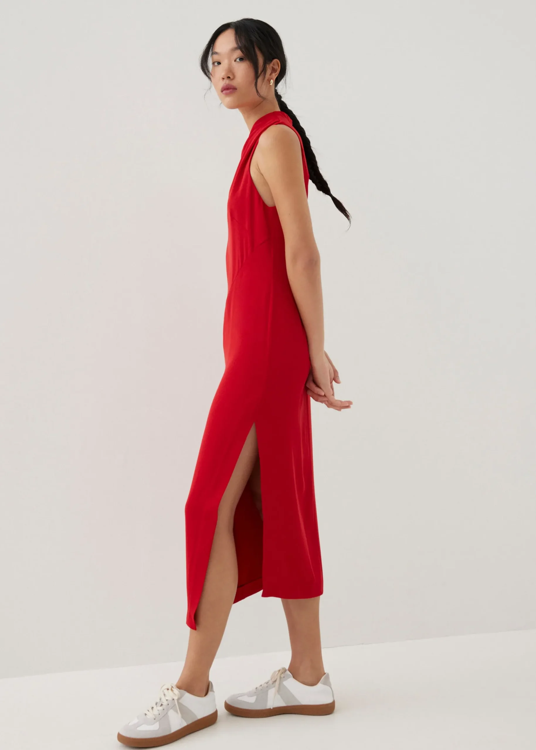 Yuri Asymmetric Drape Midaxi Dress