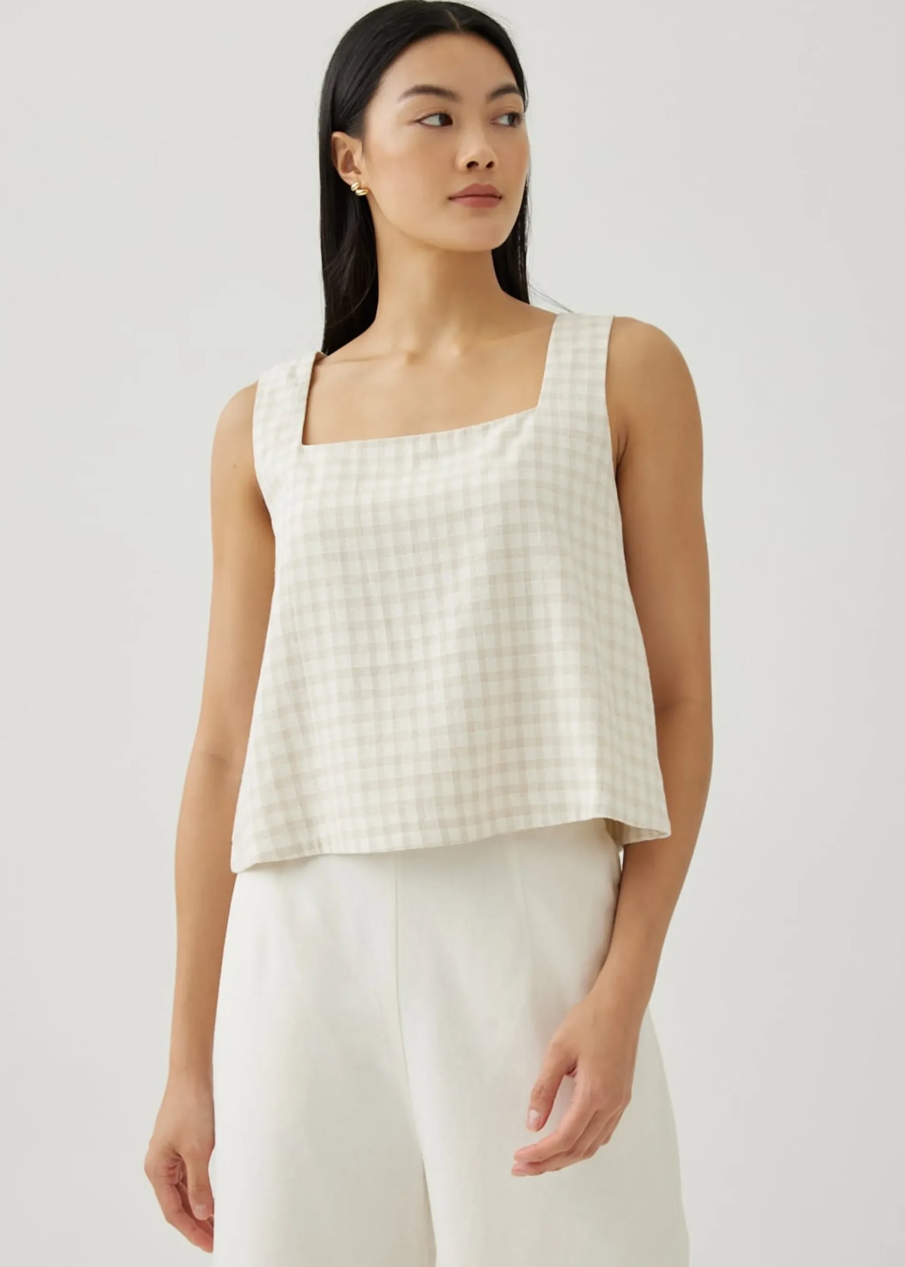 Yvonne Linen Square Neck Shell Top