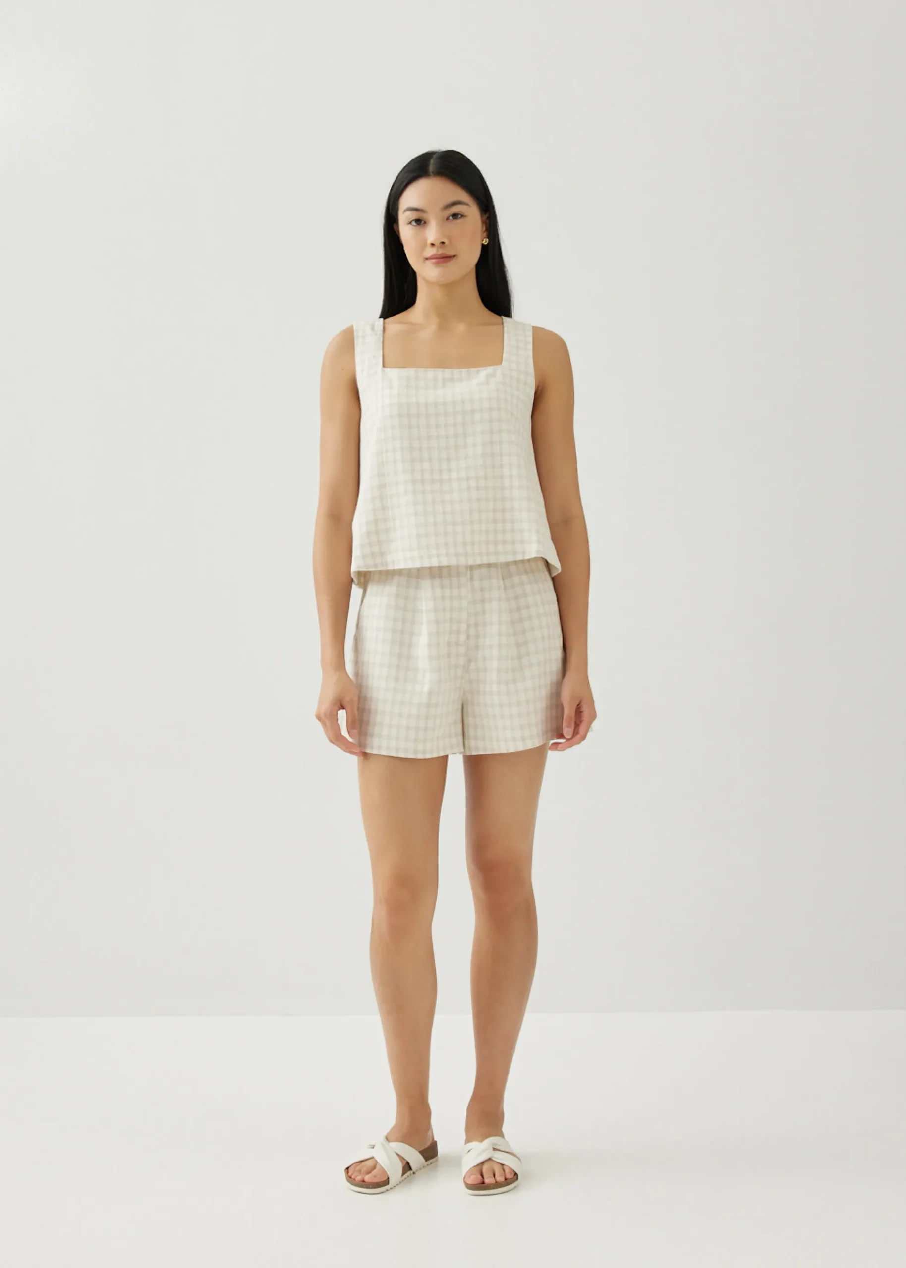 Yvonne Linen Square Neck Shell Top