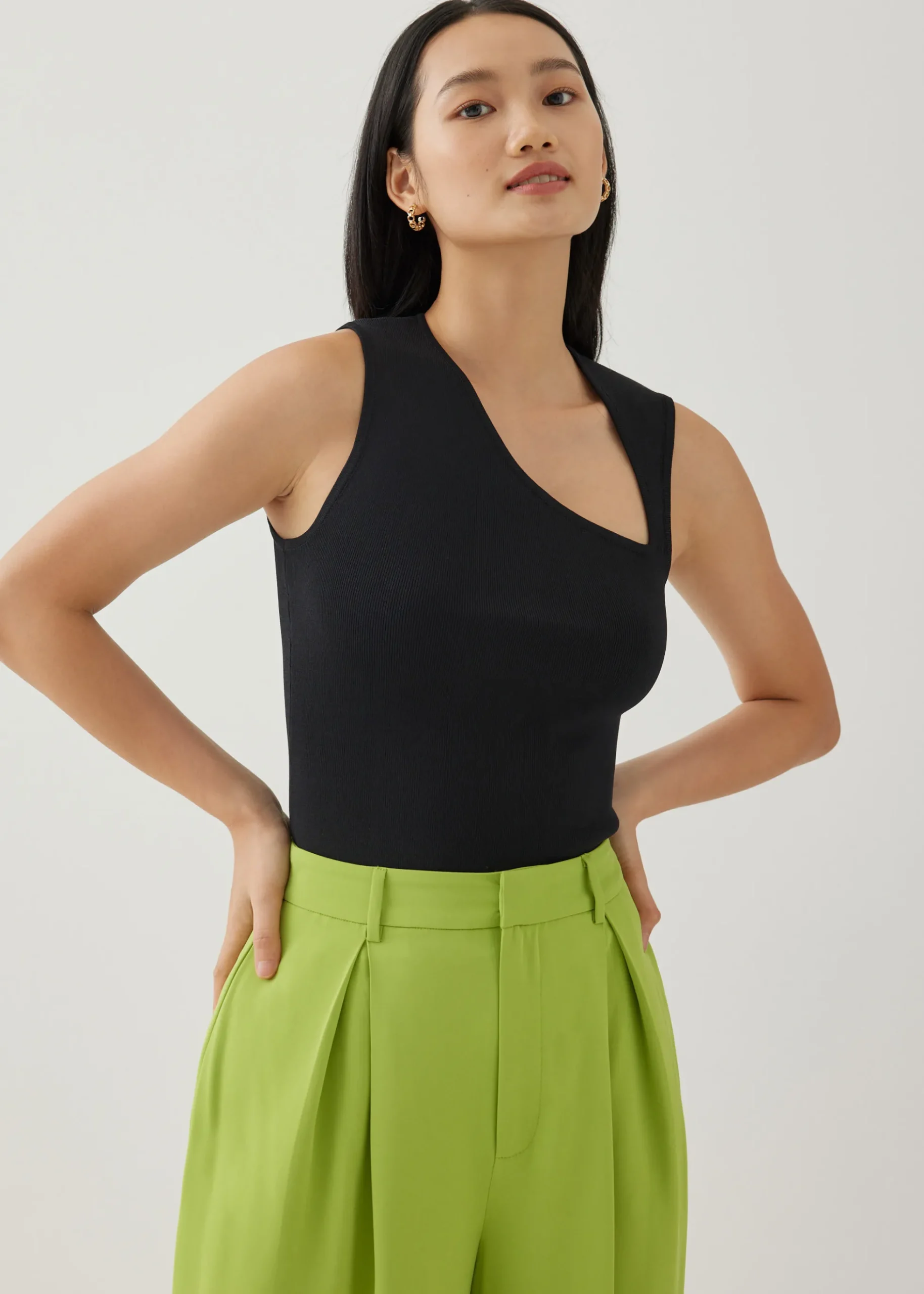 Zebbie Asymmetric Knit Tank Top