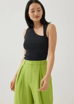 Zebbie Asymmetric Knit Tank Top