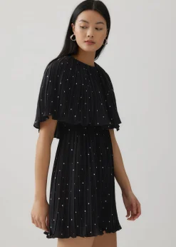 Zia Micro Pleat Polka Dot Dress